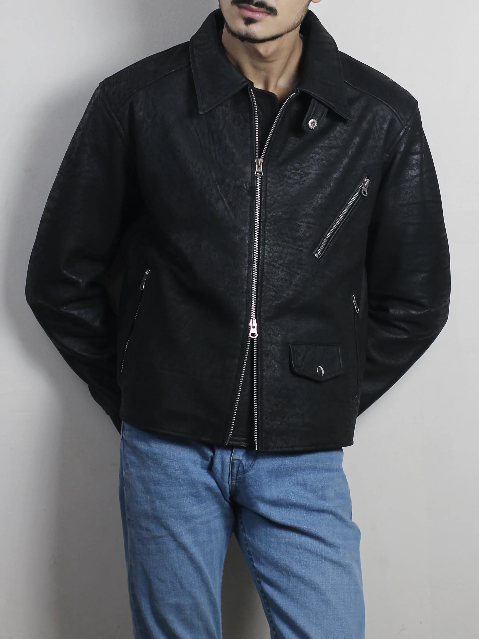 Textured Leather Jacket