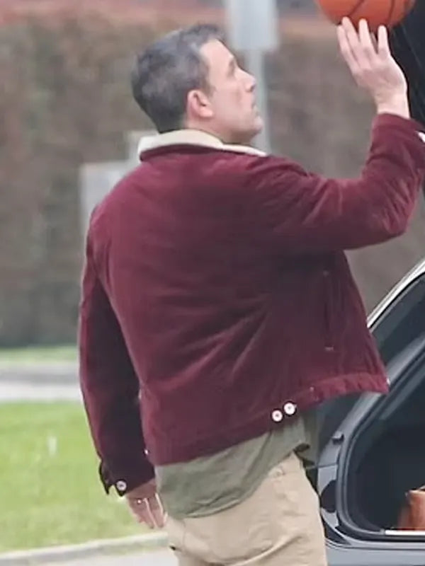 The Accountant 2 Christian Wolff Maroon Sherpa Jacket