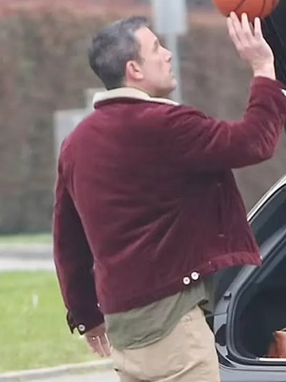 The Accountant 2 Christian Wolff Maroon Sherpa Jacket