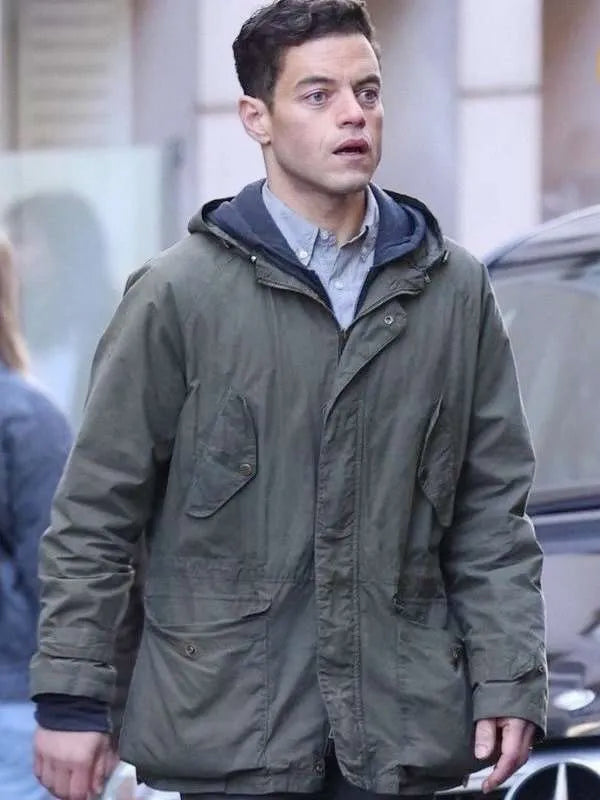 The Amateur 2025 Rami Malek Green Hooded Jacket