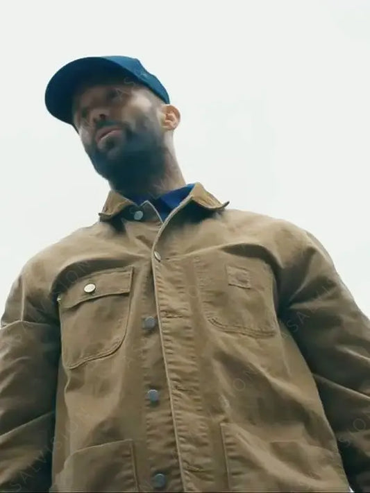 Jason Statham Movie The Beekeeper 2024 Mr Clay Cotton Brown Jacket