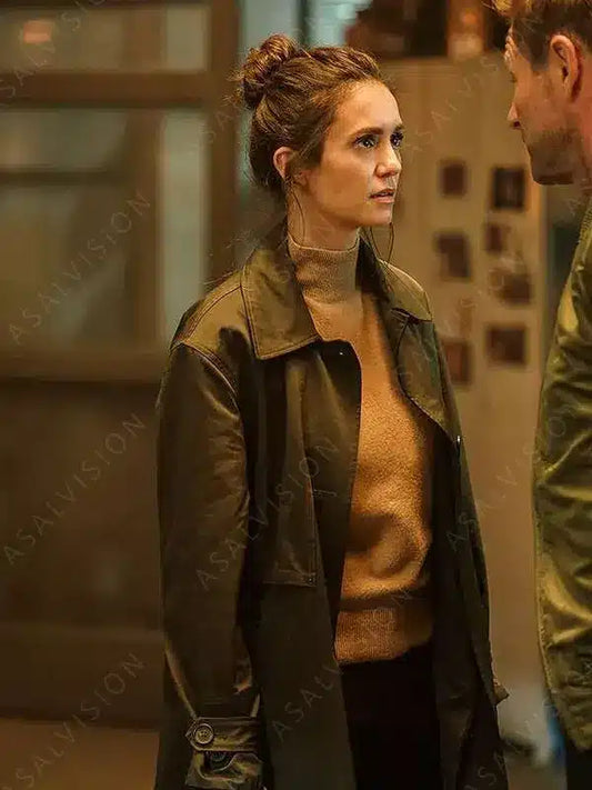 The Bricklayer 2024 Nina Dobrev Black Trench Coat