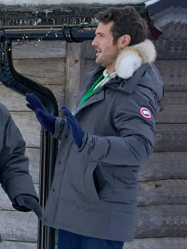 The Finnish Line 2024 Beau Mirchoff Grey Hooded Fur Jacket