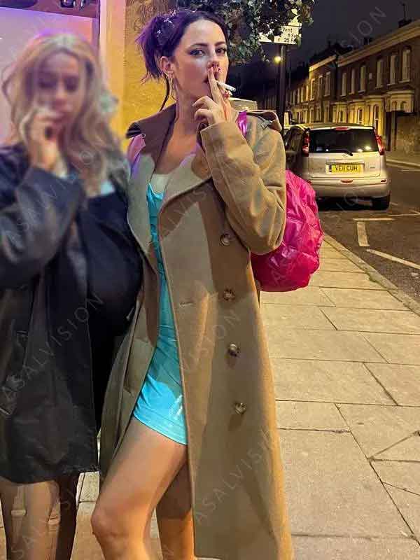 The Gentlemen 2024 Kaya Scodelario Brown Wool Trench Jacket