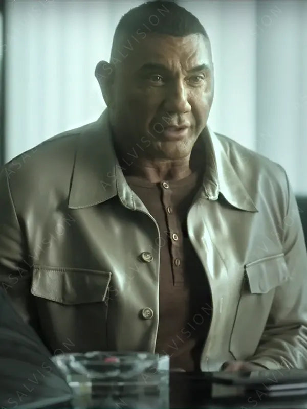 The Killer’s Game Dave Bautista Grey Leather Jacket