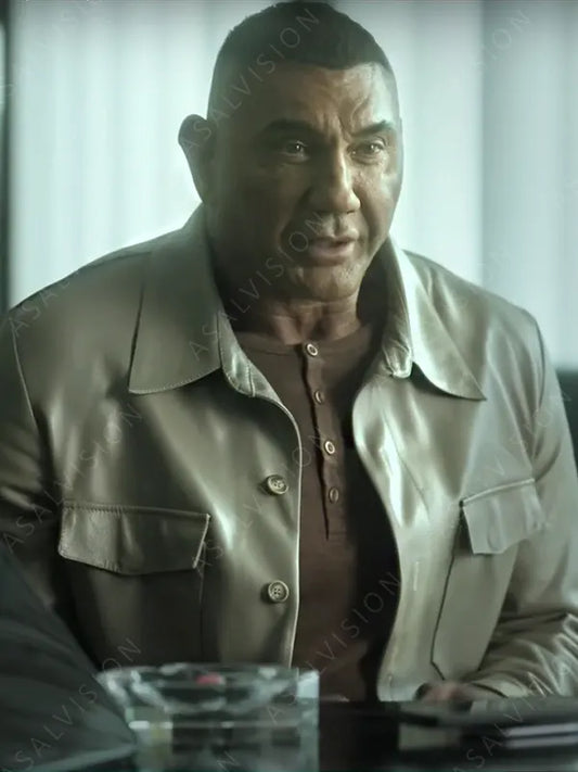 The Killer’s Game Dave Bautista Grey Leather Jacket