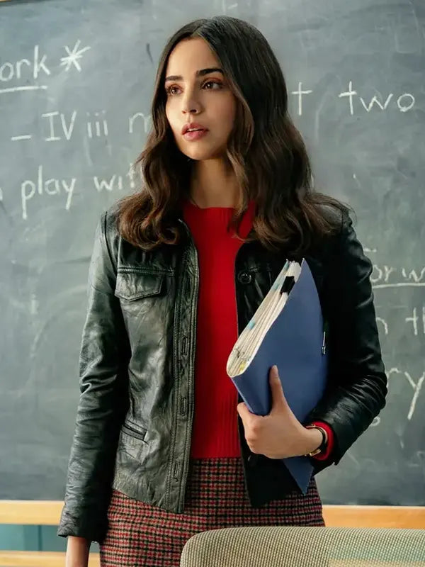 The Life List 2025 Sofia Carson Leather Black Jacket