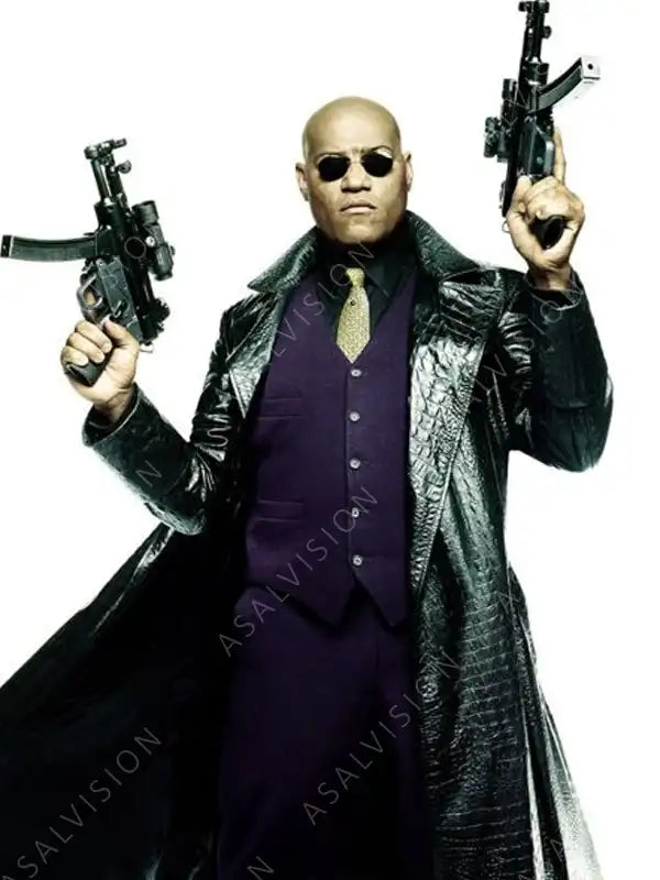 The Matrix Black Leather Trench Coat