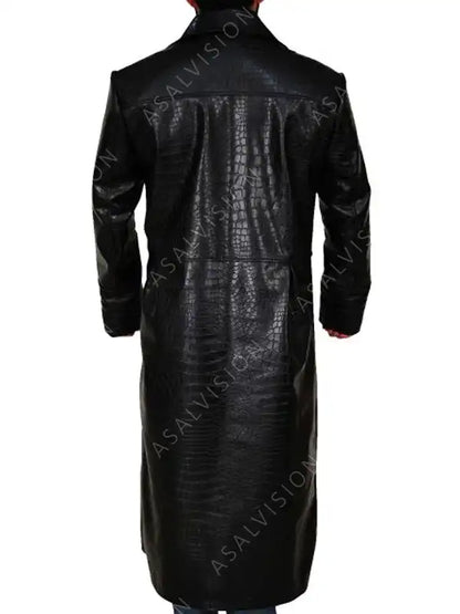 The Matrix Laurence Fishburne Black Leather Trench Coat