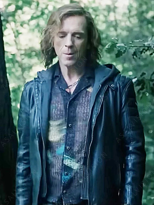 The Radleys Damian Lewis Black Leather Jacket - Detachable Hood