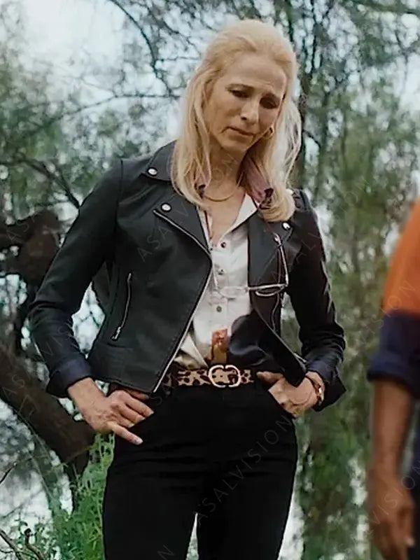 The Red 2024 Angie Milliken Black Leather Jacket