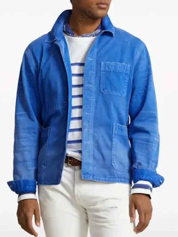 The Today Show Celebrity Leo Woodall Blue Shirt Style Cotton Jacket