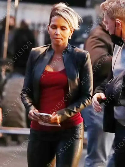 The Union Halle Berry Black Cropped Leather Jacket