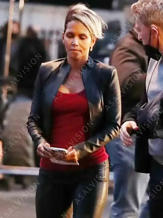 The Union Halle Berry Black Cropped Leather Jacket