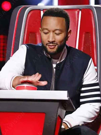 The Voice S19 John Legend Black And White Bomber Varsity Jacket