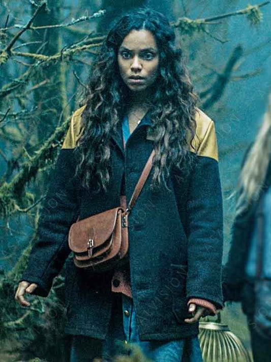 Georgina Campbell Movie The Watchers 2024 Ciara Wool With Leather Jacket