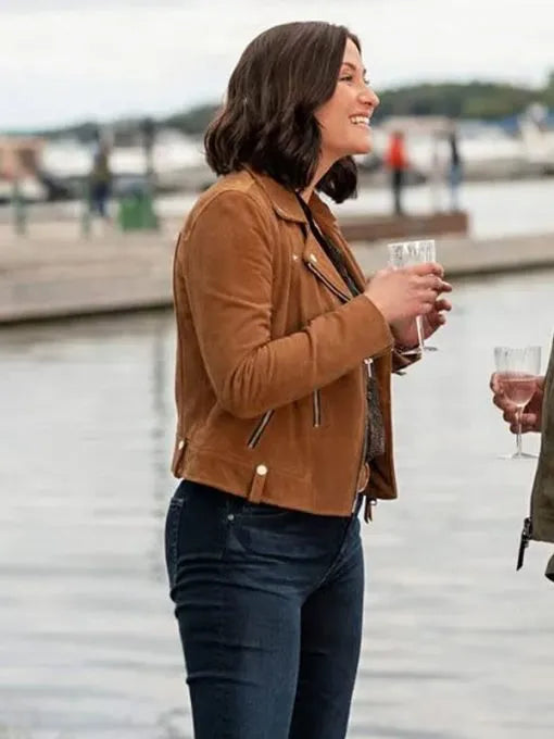 The Way Home 2023 Kat Landry Brown Suede Leather Jacket