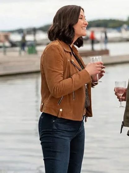 The Way Home 2023 Kat Landry Brown Suede Leather Jacket