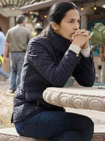 Thony TV Series The Cleaning Lady Elodie Yung Black Quilted Jacket