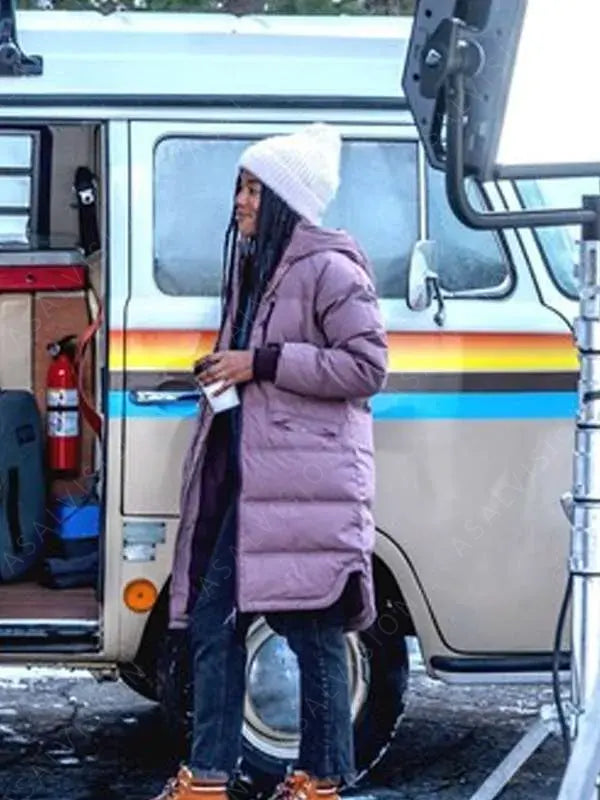 Tina Gates Weak Layers 2024 Purple Puffer Coat