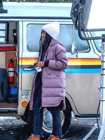 Tina Gates Weak Layers 2024 Purple Puffer Coat