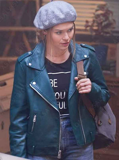 Tipline Mysteries Dial 1 For Murder 2024 Holland Roden Green Leather Jacket