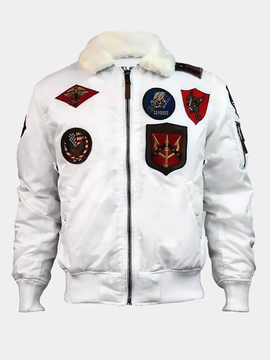 Top Gun B 15 Flight White Bomber Jacket