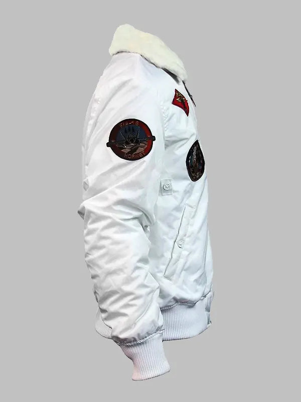 Top Gun B 15 Flight White Jacket With Patches