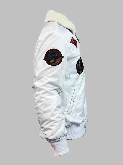 Top Gun B 15 Flight White Jacket With Patches