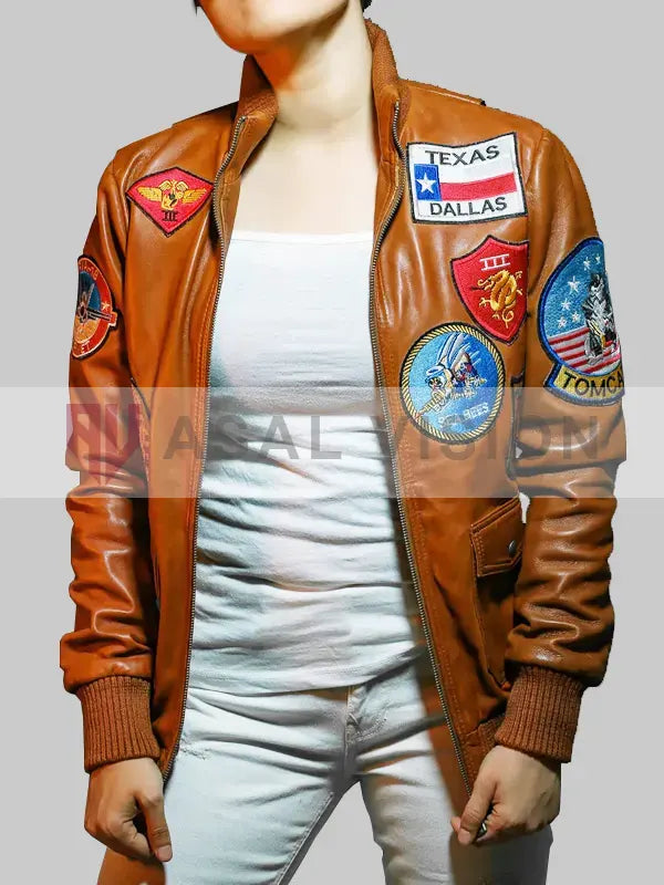 Top Gun Brown Leather Jacket