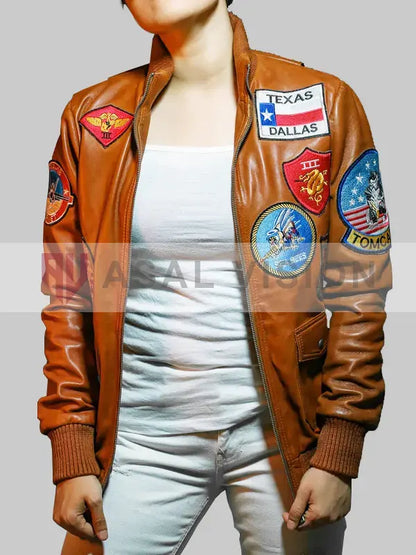 Top Gun Brown Leather Jacket