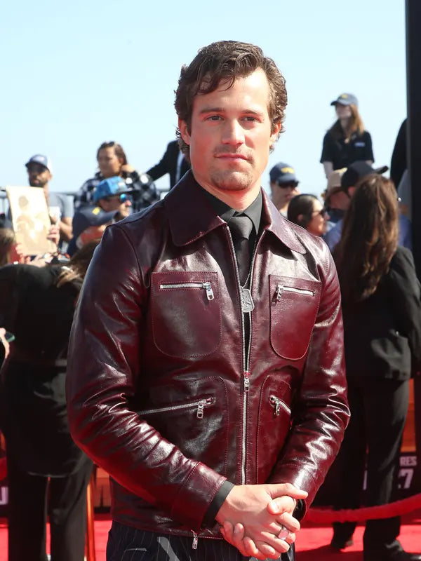 Top Gun Maverick Brigham Lennox Maroon Leather Jacket