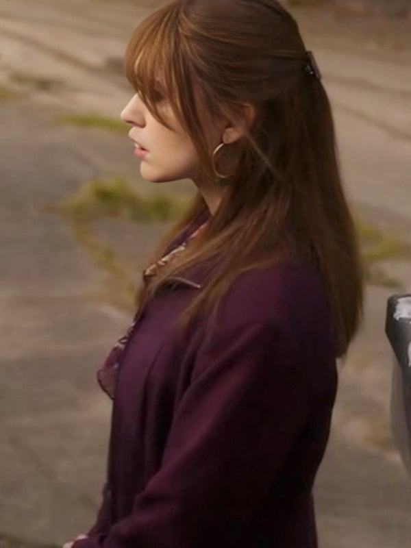 Tracey Taylor Toxic Town 2025 Aimee Lou Wood Purple Jacket