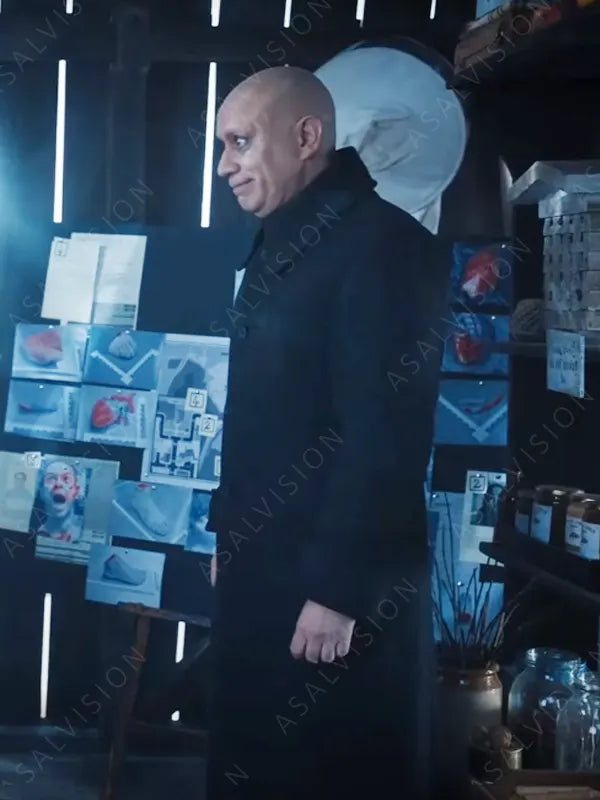 Uncle Fester Wednesday Fred Armisen Black Coat