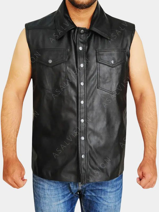 Undertaker Leather Black Vest