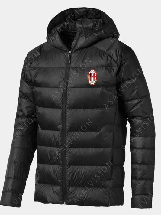 Unisex Ac Milan Puffer Black Jacket