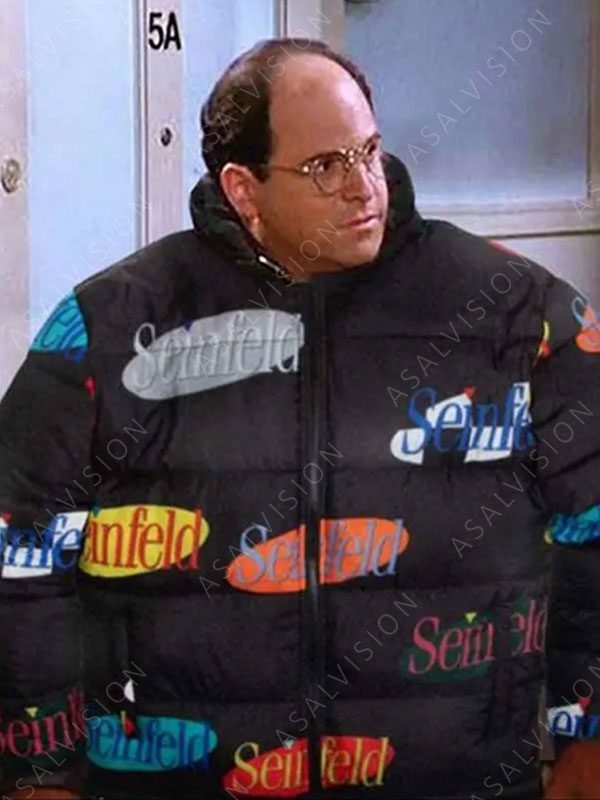 Unisex Seinfeld Multi Logo Puffer Black Jacket