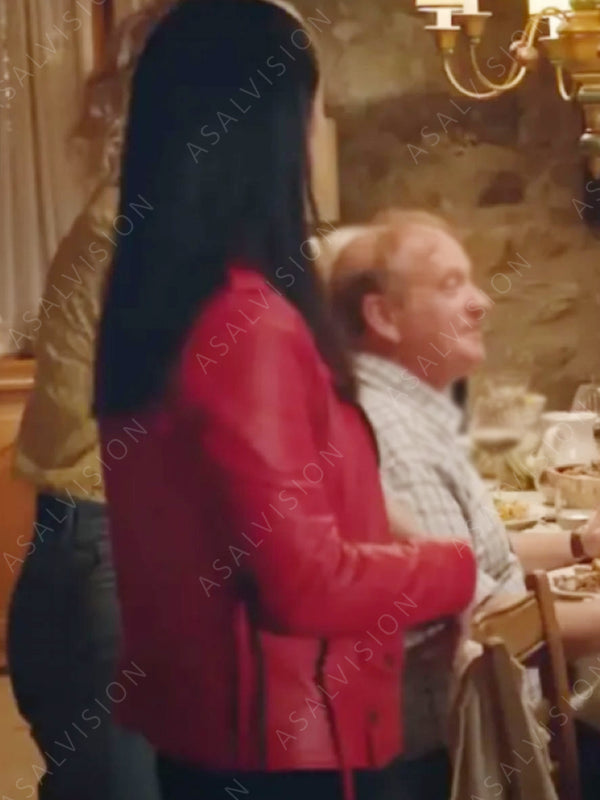 Vanessa Hudgens French Girl 2024 Ruby Collins Red Leather Jacket