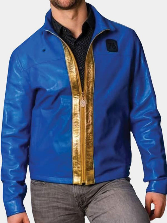 Vault Fallout 76 Leather Blue Jacket
