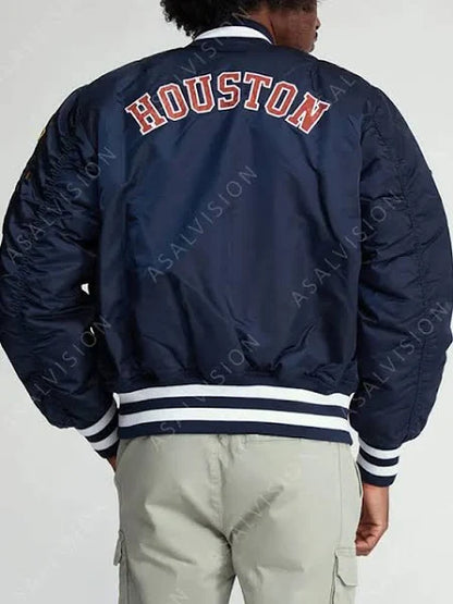 Victory Parade Kate Upton World Series Bomber Jacket With Patches