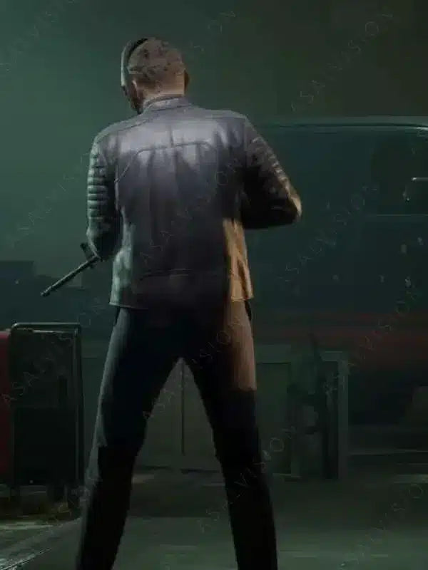 Video Game 2023 Payday 3 Wolf Barfly Genuine Black Leather Jacket