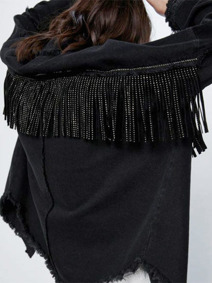 Villanelle Black Fringe Denim Jacket