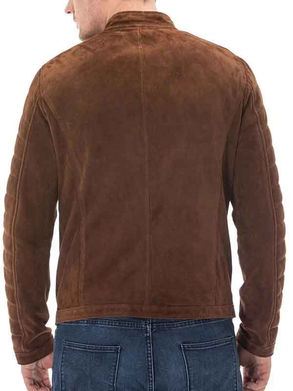 Vintage Suede Leather Jacket With Padded Sleeves