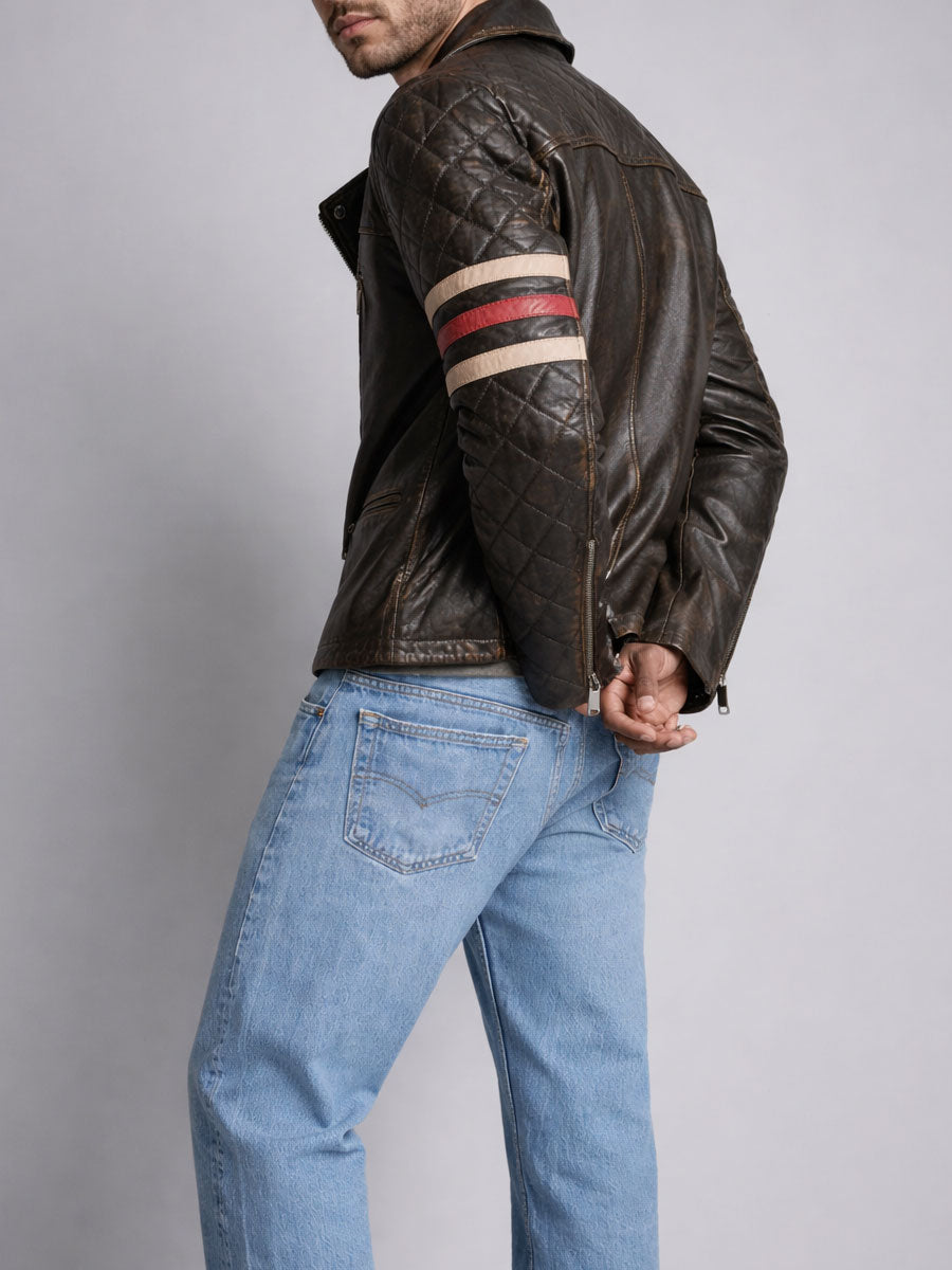 Hexford Vintage Brown Moto Jacket