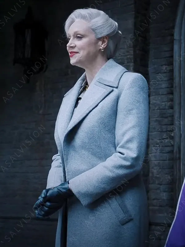 Wednesday 2022 Gwendoline Christie Grey Trench Wool Coat