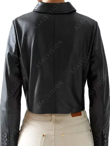 Wednesday Addams Black Leather Jacket