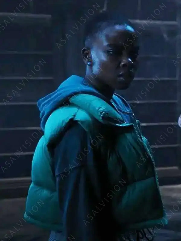 Wednesday Joy Sunday Cropped Puffer Green Vest With Hoodie