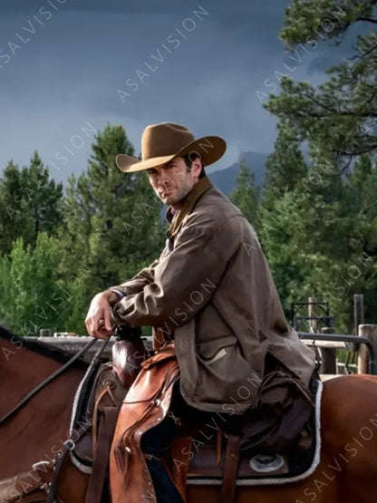 Wes Bentley Yellowstone Jamie Dutton  Brown Leather Jacket