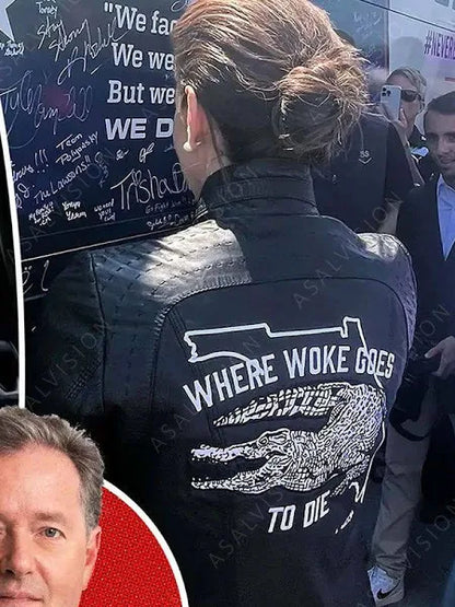 Where Woke Goes To Die Casey DeSantis Black Leather Jacket