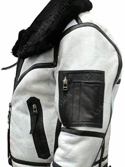 White Shearling Leather Jacket